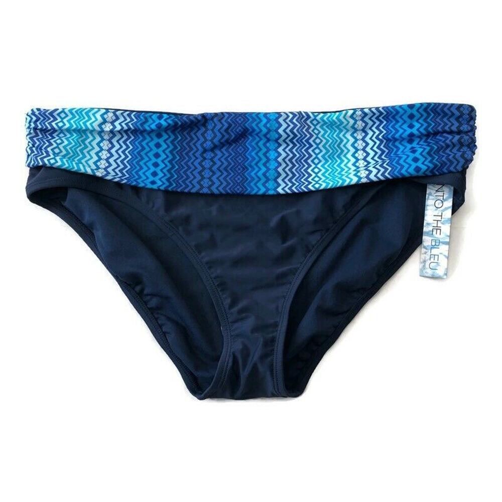 Into the Bleu by Amerex Womens Hipster Bikini Bottom Size 14 Blue Waist Swim